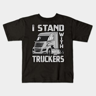 I Stand With Truckers Trucker Support Freedom Convoy 2022 Kids T-Shirt